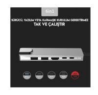 DAYTONA  CF04 M.BOOK UYUMLU TYPE-C TO GIGABIT ETH+HDMI+2X USB 3.0 + 2X TYPE-C ADAPTOR